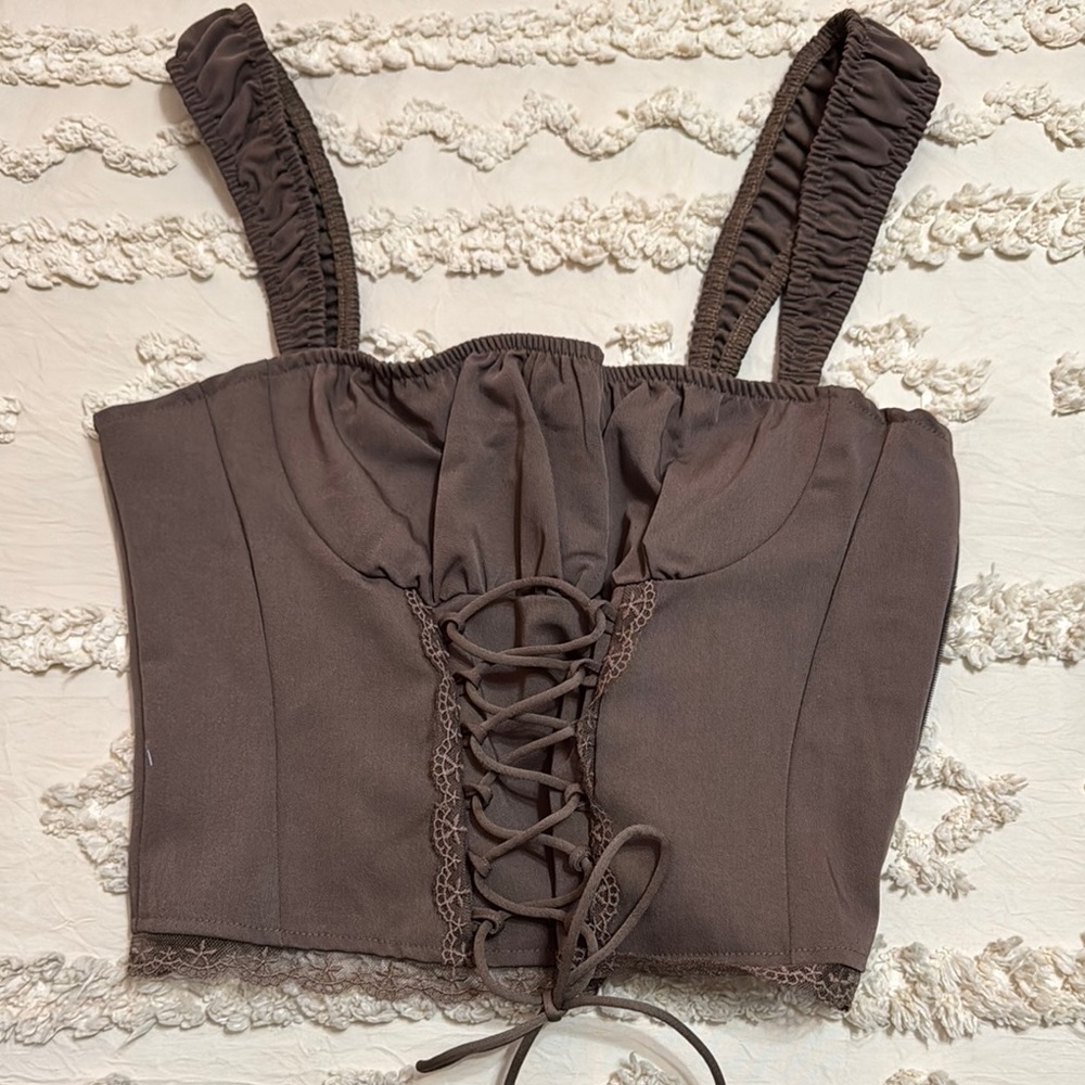 brown corset tanktop